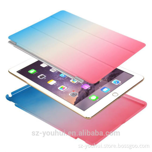 OEM/ODM Manufacturer Rainbow Color Folding Table Carry Stand Leather Case For Ipad Air